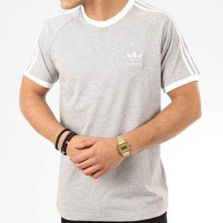 Adidas Originals - Tee Shirt A Bandes 3 Stripes FM3769 Gris Chiné