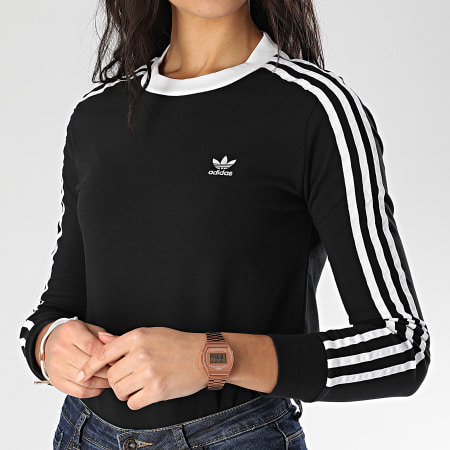 Adidas Originals - Tee Shirt Femme Manches Longues A Bandes 3 Stripes FM3301 Noir