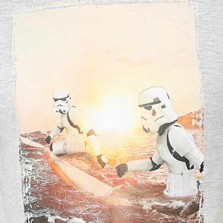 Star Wars - Tee Shirt Trooper Surf Holiday Gris Chiné