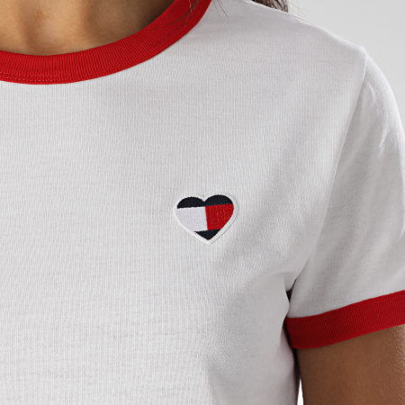 Tommy Jeans - Tee Shirt Femme Ringer Heart 7571 Blanc