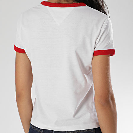 Tommy Jeans - Tee Shirt Femme Ringer Heart 7571 Blanc