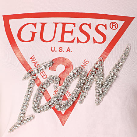 Guess - Tee Shirt Femme A Strass W0GI08-J1300 Rose