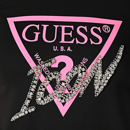 Guess - Tee Shirt Femme A Strass W0GI08-J1300 Noir