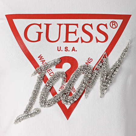 Guess - Tee Shirt Femme A Strass W0GI08-J1300 Blanc