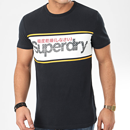 Superdry - Tee Shirt Core Logo Stripe M1010066A Bleu Marine