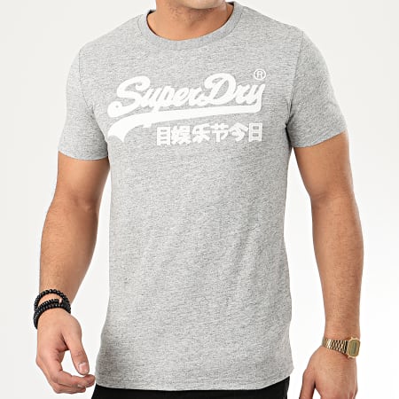 Superdry - Tee Shirt VL Embroidered M1010114A Gris Chiné