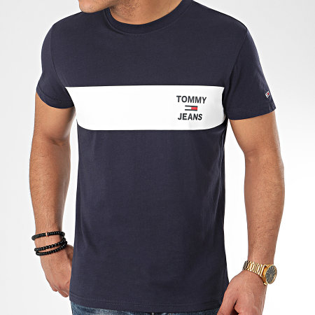 Tommy Jeans - Tee Shirt Chest Stripe Logo 7858 Bleu Marine