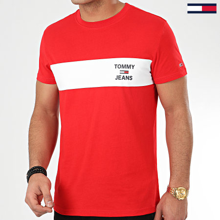 Tommy Jeans - Tee Shirt Chest Stripe Logo 7858 Rouge