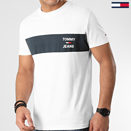 Tommy Jeans - Tee Shirt Chest Stripe Logo 7858 Blanc Cassé
