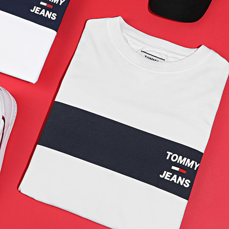 Tommy Jeans - Tee Shirt Chest Stripe Logo 7858 Blanc Cassé