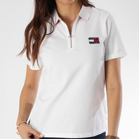 Tommy Jeans - Polo Manches Courtes Femme Tommy Badge 7642 Blanc