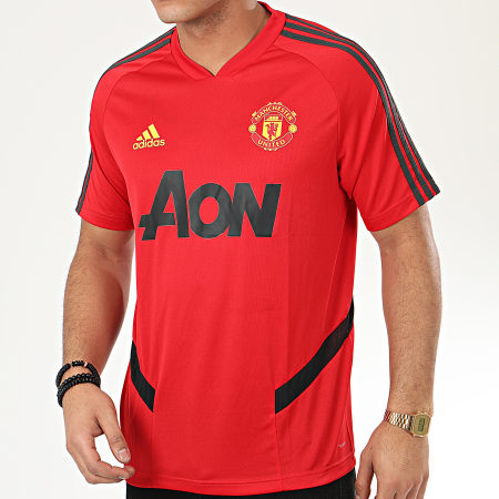 adidas - Tee Shirt De Sport Manchester United A Bandes ED6898 Rouge