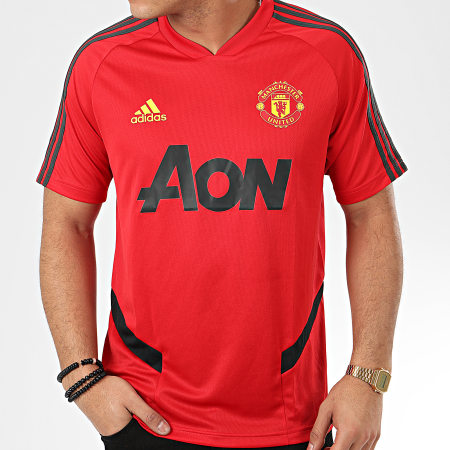 adidas - Tee Shirt De Sport Manchester United A Bandes ED6898 Rouge
