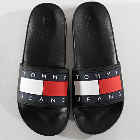 Tommy Jeans - Claquettes Flag Pool Slide 0284 Noir