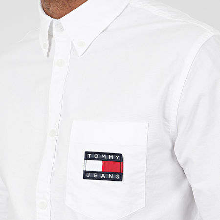 Tommy Jeans - Chemise Manches Longues Oxford Badge 7895 Blanc