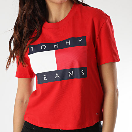 Tommy Jeans - Tee Shirt Femme Tommy Flag 7153 Rouge