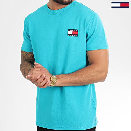 Tommy Jeans - Tee Shirt Tommy Badge 6595 Turquoise