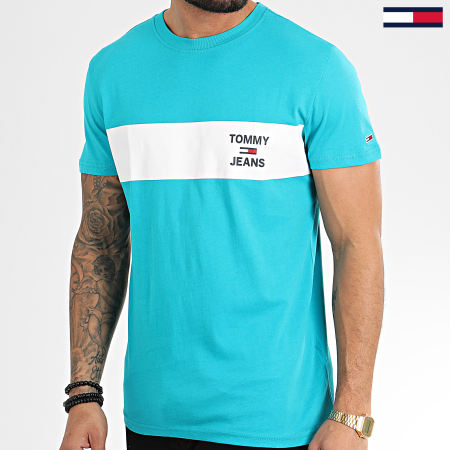 Tommy Jeans - Tee Shirt Chest Stripe Logo 7858 Turquoise