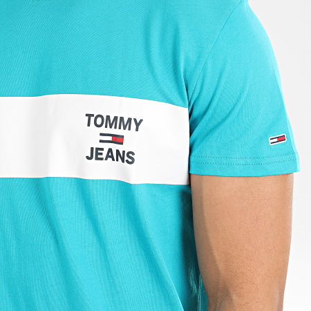 Tommy Jeans - Tee Shirt Chest Stripe Logo 7858 Turquoise
