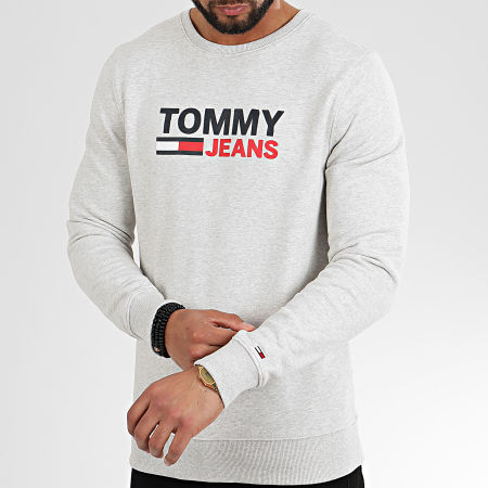 Tommy Jeans - Sweat Crewneck Corp Logo 7930 Gris Clair Chiné