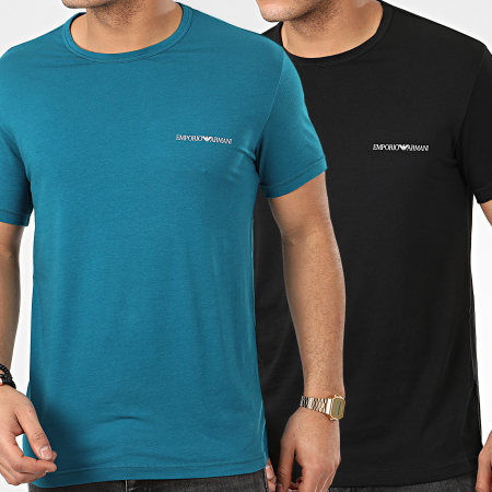 Emporio Armani - Lot De 2 Tee Shirts 111267-0P717 Noir Turquoise