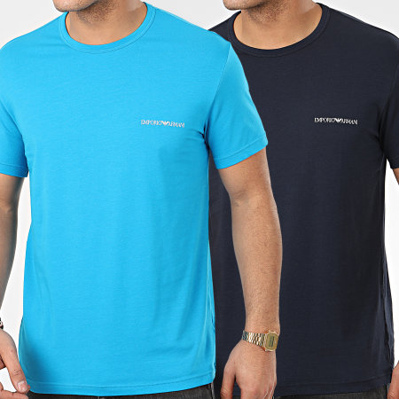 Emporio Armani - Lot De 2 Tee Shirts 111267-0P717 Bleu Clair Bleu Marine