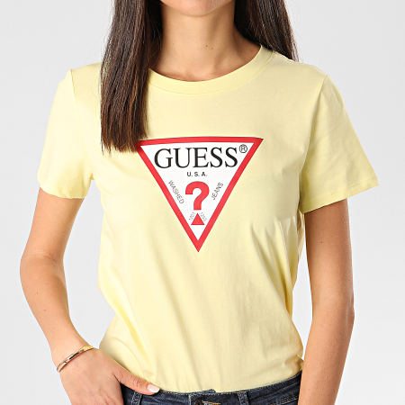 Guess - Tee Shirt Femme W0GI06-K8HM0 Jaune Clair