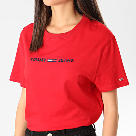 Tommy Jeans - Tee Shirt Femme Modern Linear Logo 8062 Rouge