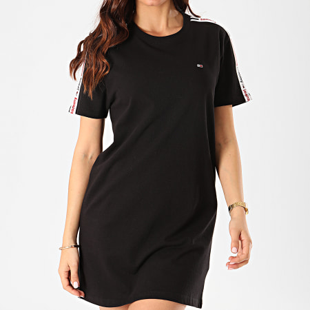 Tommy Jeans - Robe Tee Shirt Femme A Bandes Tape Detail 8300 Noir