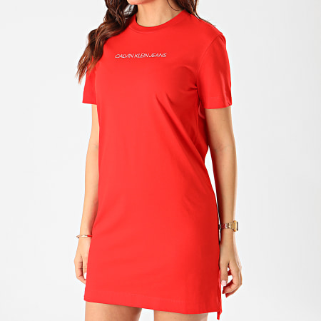 Calvin Klein - Robe Tee Shirt Femme Institutional 3702 Rouge