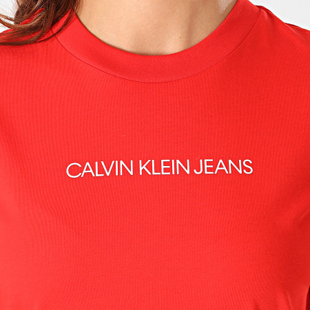 Calvin Klein - Robe Tee Shirt Femme Institutional 3702 Rouge