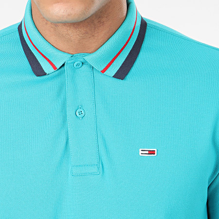 Tommy Jeans - Polo Manches Courtes Classics Tipped 7195 Bleu Turquoise