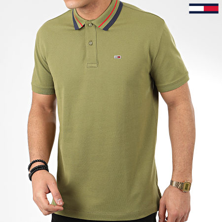 Tommy Jeans - Polo Manches Courtes Classics Tipped 7195 Vert Kaki