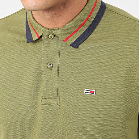 Tommy Jeans - Polo Manches Courtes Classics Tipped 7195 Vert Kaki