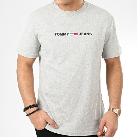 Tommy Jeans - Tee Shirt Straight Small Logo 7621 Gris Chiné