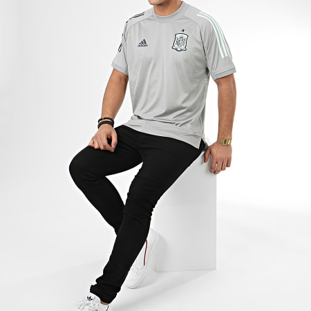 Adidas Performance - Tee Shirt De Sport A Bandes FEF FI6278 Gris