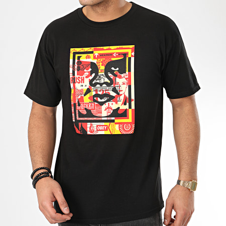 Obey - Tee Shirt 3 Face Collage Noir