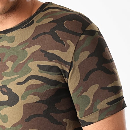 LBO - Tee Shirt Oversize Camouflage Avec Revers 974 Vert Kaki