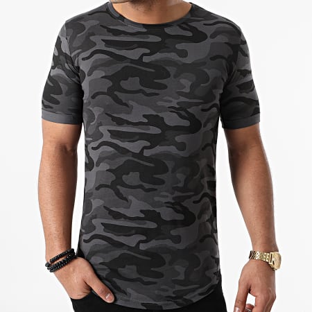 LBO - Tee Shirt Oversize Camouflage Avec Revers 1011 Noir