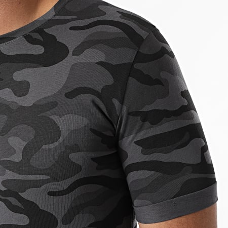 LBO - Tee Shirt Oversize Camouflage Avec Revers 1011 Noir
