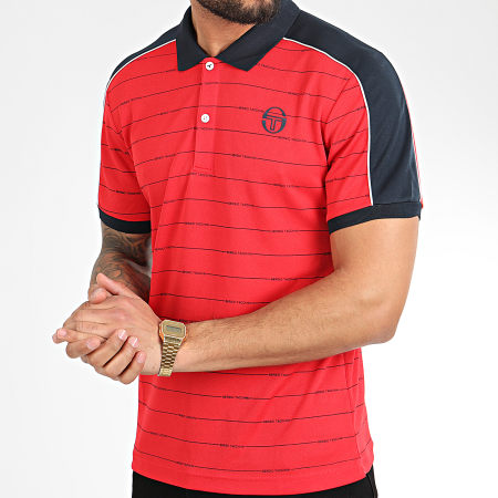 Sergio Tacchini - Polo Manches Courtes A Rayures Et Bandes Fundi 38638 Rouge