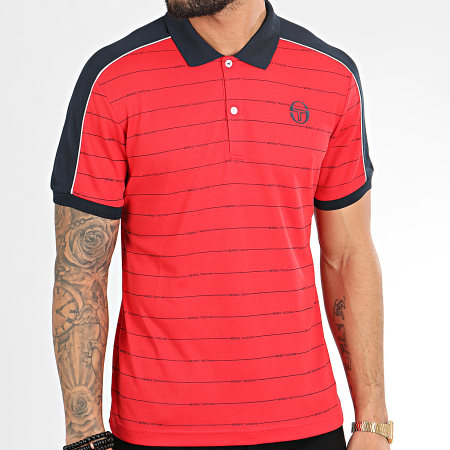 Sergio Tacchini - Polo Manches Courtes A Rayures Et Bandes Fundi 38638 Rouge
