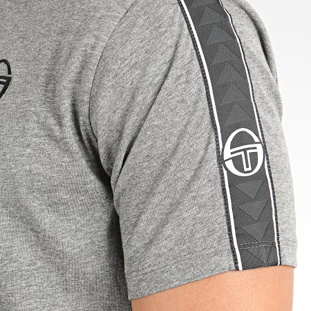 Sergio Tacchini - Tee Shirt A Bandes Feather 38536 Gris Chiné