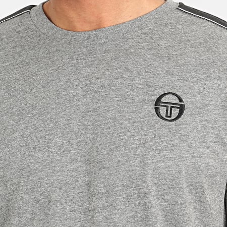 Sergio Tacchini - Tee Shirt A Bandes Feather 38536 Gris Chiné