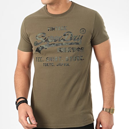 Superdry - Tee Shirt VL Shirt Shop Bonded M1010100A Vert Kaki