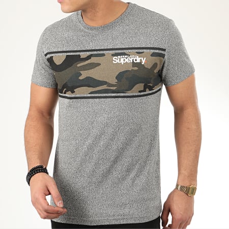Superdry - Tee Shirt Core Logo Camo Stripe M1010084A Gris Chiné Camouflage