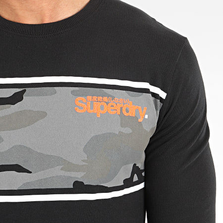 Superdry - Tee Shirt Manches Longues Core Logo Camo Stripe M6010031A Noir Camouflage