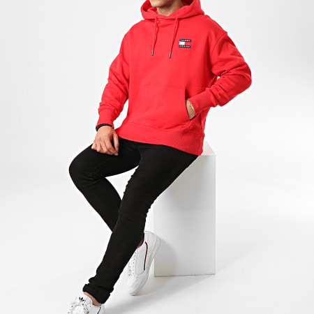 Tommy Jeans - Sweat Capuche Tommy Badge 6593 Rouge