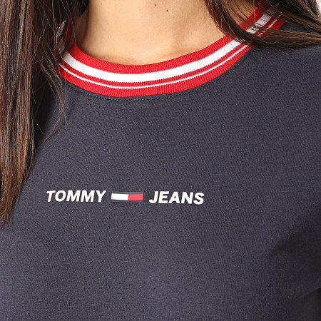 Tommy Jeans - Tee Shirt Femme Contrast Rib Bleu Marine
