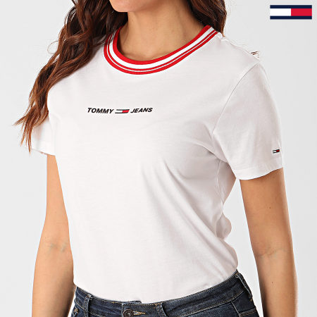 Tommy Jeans - Tee Shirt Femme Contrast Rib Blanc